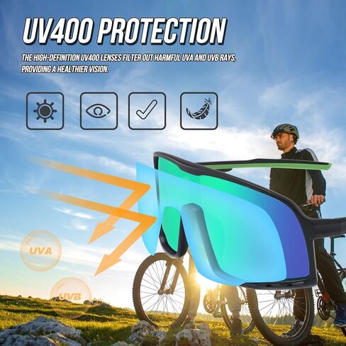 نظارات شمسية رياضية ملفوفة لركوب الدراجات للجنسين، نظارات مستقطبة مقاومة للرياح للجري in Kuwait