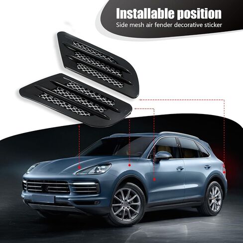 2 PCS Car Body Decoration Shark Gills, 8.6" x 3.1" Dustproof Simulation Vent Side Fender Stickers, Wheel Eyebrow Side Air Conditioning Outlet Trim Cover, Universal for Car (Carbon Fiber Black) in Saudi Arabia