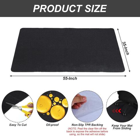 PATIKIL 55" x 35" Office Chair Mat, Multi-Purpose Desk Carpet Floor Mats for Rolling Chairs for Hardwood Floors (Black) in Kuwait
