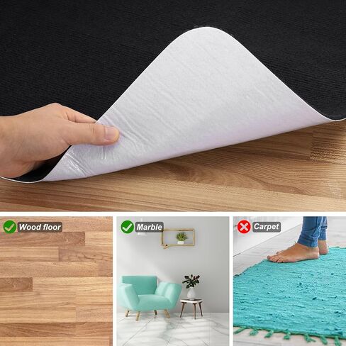 PATIKIL 55" x 35" Office Chair Mat, Multi-Purpose Desk Carpet Floor Mats for Rolling Chairs for Hardwood Floors (Black) in Kuwait