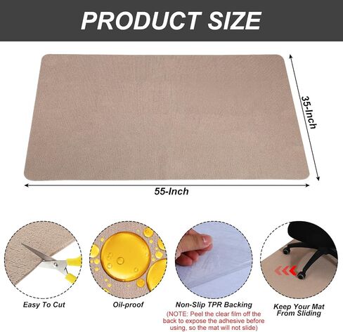 PATIKIL 55" x 35" Office Chair Mat, Multi-Purpose Desk Carpet Floor Mats for Rolling Chairs for Hardwood Floors (Black) in Kuwait