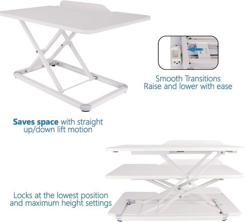 Standing Desk Converter, Height Adjustable Sit Stand Desk, Fully Assembled Stand Up Desk Converter, Ultra Low Profile Design(29 * 18Inch,White) in Saudi Arabia