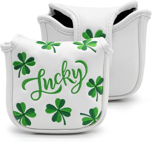 أغطية رأس الجولف Lucky Clover Golf Driver Fairway Wood Hybrid Mallet Blade Putter Cover غطاء الرأس أغطية الرأس الجلدية الفاخرة تناسب معظم السائقين الخشبيين ومضارب الشفرات in Saudi Arabia