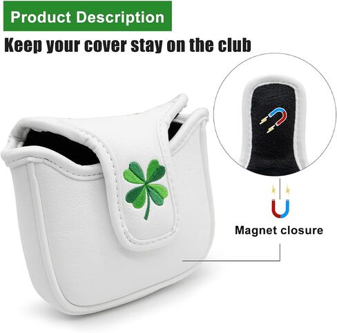 أغطية رأس الجولف Lucky Clover Golf Driver Fairway Wood Hybrid Mallet Blade Putter Cover غطاء الرأس أغطية الرأس الجلدية الفاخرة تناسب معظم السائقين الخشبيين ومضارب الشفرات in Saudi Arabia