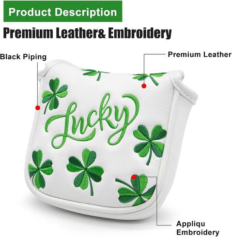 أغطية رأس الجولف Lucky Clover Golf Driver Fairway Wood Hybrid Mallet Blade Putter Cover غطاء الرأس أغطية الرأس الجلدية الفاخرة تناسب معظم السائقين الخشبيين ومضارب الشفرات in Saudi Arabia