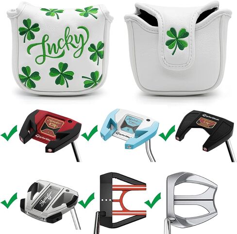أغطية رأس الجولف Lucky Clover Golf Driver Fairway Wood Hybrid Mallet Blade Putter Cover غطاء الرأس أغطية الرأس الجلدية الفاخرة تناسب معظم السائقين الخشبيين ومضارب الشفرات in Saudi Arabia