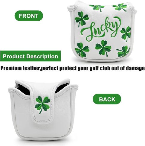 أغطية رأس الجولف Lucky Clover Golf Driver Fairway Wood Hybrid Mallet Blade Putter Cover غطاء الرأس أغطية الرأس الجلدية الفاخرة تناسب معظم السائقين الخشبيين ومضارب الشفرات in Saudi Arabia