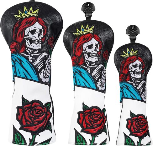 Golf Club Head Covers Rose Skull Driver Headcover Fairway Headcover Hybrid Headcover Fit Taylormade Titleist Callaway Cobra PGX in Saudi Arabia