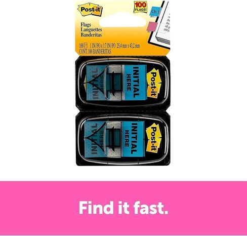 Post-it 680IH2 أعلام الرسائل الأولية، 1 بوصة × 1-3/4 بوصة، 100/PK، أزرق in Saudi Arabia