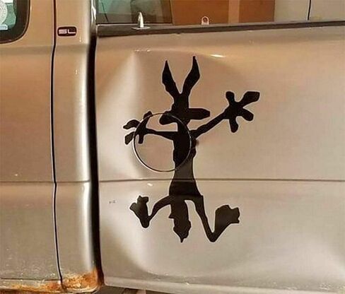Wile Coyote Splat Vinyl Sticker for Car Window Great for Dents (4x5.5, Black) in Saudi Arabia