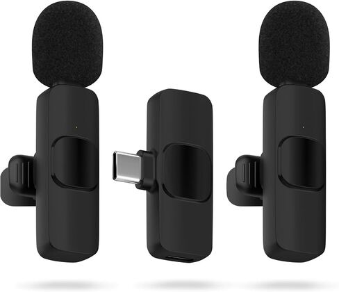 Wireless Lavalier Microphones for iPhone 15 Series,2Pack USB C Samsung S24 A14 iPad Android Phone Lapel Mini Mic for Video Recording,Game Live Streaming,Podcast,Interviews,Wireless Clip Mics for Vlog in Saudi Arabia