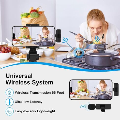 Wireless Lavalier Microphones for iPhone 15 Series,2Pack USB C Samsung S24 A14 iPad Android Phone Lapel Mini Mic for Video Recording,Game Live Streaming,Podcast,Interviews,Wireless Clip Mics for Vlog in Saudi Arabia