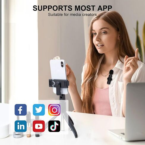 Wireless Lavalier Microphones for iPhone 15 Series,2Pack USB C Samsung S24 A14 iPad Android Phone Lapel Mini Mic for Video Recording,Game Live Streaming,Podcast,Interviews,Wireless Clip Mics for Vlog in Saudi Arabia