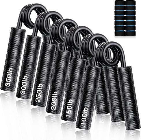 6 Pack Hand Grip Strengthener Set Heavy Metal Hand Grip Resistance 100, 150, 200, 250, 300, 350 LBS Wrist Hand Exerciser with Protective Case Forearm Gripper for Fingers Workout in Saudi Arabia