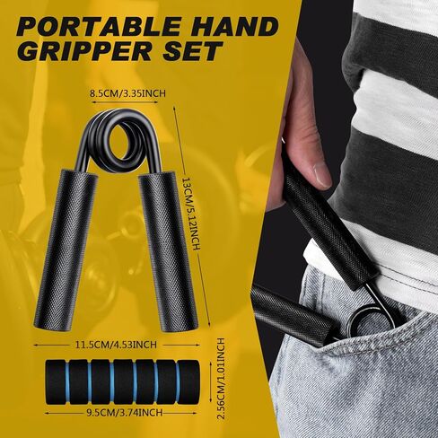 6 Pack Hand Grip Strengthener Set Heavy Metal Hand Grip Resistance 100, 150, 200, 250, 300, 350 LBS Wrist Hand Exerciser with Protective Case Forearm Gripper for Fingers Workout in Saudi Arabia
