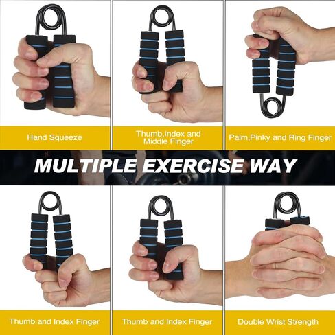 6 Pack Hand Grip Strengthener Set Heavy Metal Hand Grip Resistance 100, 150, 200, 250, 300, 350 LBS Wrist Hand Exerciser with Protective Case Forearm Gripper for Fingers Workout in Saudi Arabia