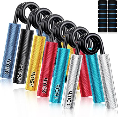 6 Pack Hand Grip Strengthener Set Heavy Metal Hand Grip Resistance 100, 150, 200, 250, 300, 350 LBS Wrist Hand Exerciser with Protective Case Forearm Gripper for Fingers Workout in Saudi Arabia