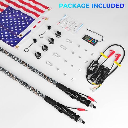 2PCS 4FT LED Whip Lights with New Spring, Spiral RGB, 300 Colors, 178 Modes, Bluetooth Remote Control, Waterproof IP67 for Can-Am ATV UTV RZR Polaris Dune Buggy Offroad Truck Accessories in Saudi Arabia