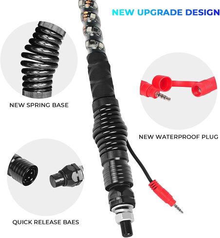 2PCS 4FT LED Whip Lights with New Spring, Spiral RGB, 300 Colors, 178 Modes, Bluetooth Remote Control, Waterproof IP67 for Can-Am ATV UTV RZR Polaris Dune Buggy Offroad Truck Accessories in Saudi Arabia