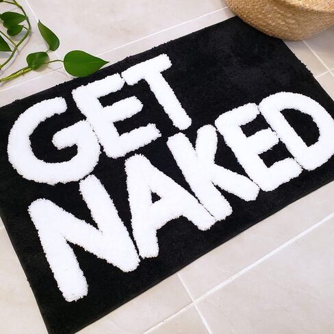 سجادة حمام New Mungo Get Naked باللون الأسود - سجاد حمام لطيف، سجادة حمام لطيفة، ديكور شقة، سجادة حمام مضحكة، سجادة حمام ممتعة، احصل على سجادة عارية، سجاد حمام أسود بأحرف بيضاء - 31 بوصة × 20 بوصة in Saudi Arabia