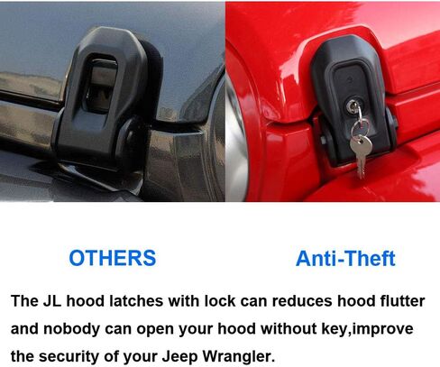 Updated Material Hood Latches Fit for Jeep Wrangler JL 2018-2023 Anti-Theft Hood Lock Catch Latches Kit 2-Door 4-Door, 1 Pair in Kuwait