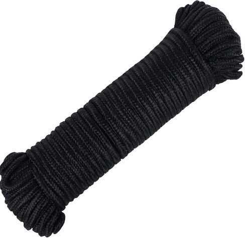 90 ft f 1/4 inch (7mm) Nylon Poly Rope Cord Flag Pole Polypropylene Clothes Line Camping Utility Good for Tie Pull Swing Climb Knot (Black) in Kuwait