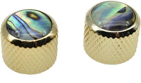 KAISH Gold Large Size 2pcs Push on Fit Abalone Top Dome Knobs Abalone Inserts Import Style Guitar Bass Knobs for Precision P Bass or Tele Guitars in Saudi Arabia