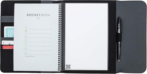 غطاء قابل للطي Rocketbook Capsule 2.0 لأجهزة Core وPanda وFusion - قابل لإعادة التدوير بنسبة 100%، مع حامل أقلام ومشبك مغناطيسي ووحدة تخزين داخلية - أسود، مقاس تنفيذي 6 بوصة × 8.8 بوصة in Kuwait