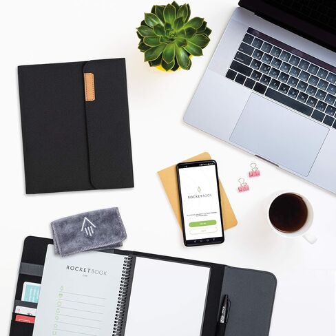 غطاء قابل للطي Rocketbook Capsule 2.0 لأجهزة Core وPanda وFusion - قابل لإعادة التدوير بنسبة 100%، مع حامل أقلام ومشبك مغناطيسي ووحدة تخزين داخلية - أسود، مقاس تنفيذي 6 بوصة × 8.8 بوصة in Kuwait