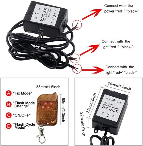 Acouto Wireless Controller, 12V 1.5W Universal Wireless Strobe Remote Control Module LED DRL Flash Controller System for Car Motorcycle Auto Vehicle Trucks in Saudi Arabia
