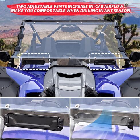 SAUTVS الزجاج الأمامي الكامل لياماها YXZ1000R، واضح الغبار معطف صلب دائم بولي تنفيس الجبهة الزجاج الأمامي الكامل لياماها YXZ 1000R/SE/SS/SS SE/SS XTR 2019-2024 الملحقات in Saudi Arabia
