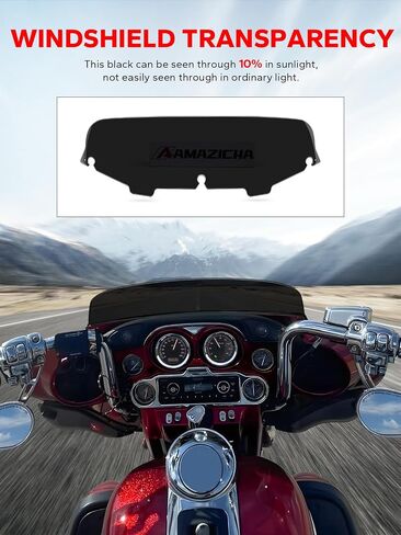 الزجاج الأمامي Amazicha أسود مقاس 5 بوصات متوافق مع Harley Davidson Touring Street Glide Electra Glide FLHT FLHTC FLHX 1996-2013 in Saudi Arabia