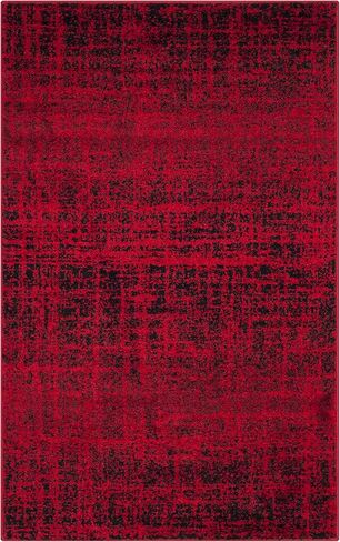 سجادة SAFAVIEH Adirondack Collection - 3' x 5'، أحمر وأسود، تصميم تجريدي حديث، لا يتساقط ويسهل العناية به، مثالي للمناطق ذات حركة المرور العالية في المدخل، وغرفة المعيشة، وغرفة النوم (ADR116F) in Saudi Arabia