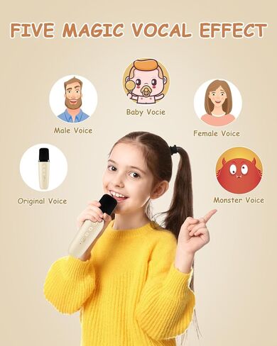 جهاز JeaTone Karaoke للأطفال، مكبر صوت بلوتوث صغير محمول مع 2 ميكروفونات لاسلكية وأضواء ملونة، أفضل الهدايا للأطفال والبنات والأولاد والبالغين وحفلات أعياد الميلاد المنزلية KTV (بيج) in Kuwait