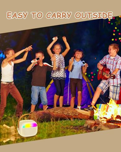جهاز JeaTone Karaoke للأطفال، مكبر صوت بلوتوث صغير محمول مع 2 ميكروفونات لاسلكية وأضواء ملونة، أفضل الهدايا للأطفال والبنات والأولاد والبالغين وحفلات أعياد الميلاد المنزلية KTV (بيج) in Kuwait
