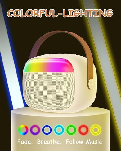 جهاز JeaTone Karaoke للأطفال، مكبر صوت بلوتوث صغير محمول مع 2 ميكروفونات لاسلكية وأضواء ملونة، أفضل الهدايا للأطفال والبنات والأولاد والبالغين وحفلات أعياد الميلاد المنزلية KTV (بيج) in Kuwait