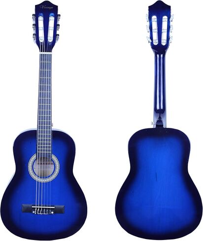 جيتار صوتي كلاسيكي للأطفال المبتدئين 31 بوصة مقاس 1/4 أوتار نايلون جيتار كلاسيكي مع حقيبة أزعج، حزام، اختيارات، حامل اختيار، أوتار إضافية، موالف إلكتروني للطلاب، البالغين - أزرق in Kuwait