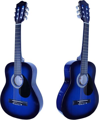 جيتار صوتي كلاسيكي للأطفال المبتدئين 31 بوصة مقاس 1/4 أوتار نايلون جيتار كلاسيكي مع حقيبة أزعج، حزام، اختيارات، حامل اختيار، أوتار إضافية، موالف إلكتروني للطلاب، البالغين - أزرق in Kuwait