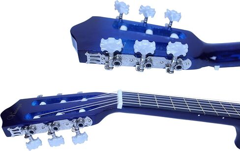 جيتار صوتي كلاسيكي للأطفال المبتدئين 31 بوصة مقاس 1/4 أوتار نايلون جيتار كلاسيكي مع حقيبة أزعج، حزام، اختيارات، حامل اختيار، أوتار إضافية، موالف إلكتروني للطلاب، البالغين - أزرق in Kuwait