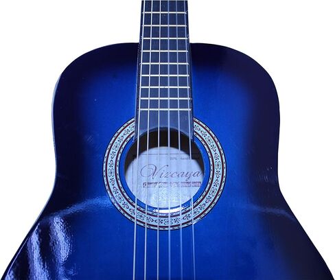 جيتار صوتي كلاسيكي للأطفال المبتدئين 31 بوصة مقاس 1/4 أوتار نايلون جيتار كلاسيكي مع حقيبة أزعج، حزام، اختيارات، حامل اختيار، أوتار إضافية، موالف إلكتروني للطلاب، البالغين - أزرق in Kuwait