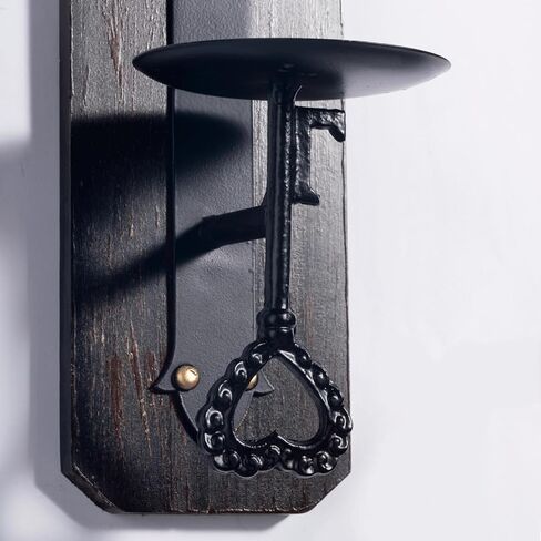 حامل شموع جداري، حامل شموع معدني وخشبي مثبت على الحائط، حامل شموع ديكور منزلي، حامل شموع مثبت على الحائط، مجموعة من 2 in Kuwait