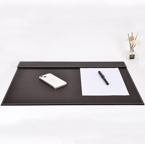 KINGFOM فائقة النعومة من جلد البولي يوريثان وسادة مكتب وحصيرة مكتب رسم وكتابة لوح A3/ A4 ملف ورق مشبك واقي طاولة على الجزء العلوي كبير 24 بوصة × 18 بوصة (بني) in Kuwait