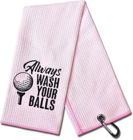DYJYBMY Always Wash Golf Towel, Embroidered Towels for Golf with Clip, Wipe Golf Club, Golf Accessories for men (Black) in Kuwait