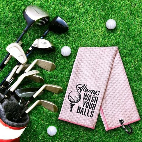 DYJYBMY Always Wash Golf Towel, Embroidered Towels for Golf with Clip, Wipe Golf Club, Golf Accessories for men (Black) in Kuwait