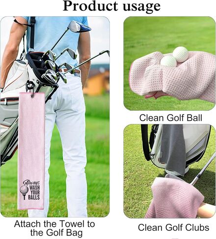 DYJYBMY Always Wash Golf Towel, Embroidered Towels for Golf with Clip, Wipe Golf Club, Golf Accessories for men (Black) in Kuwait