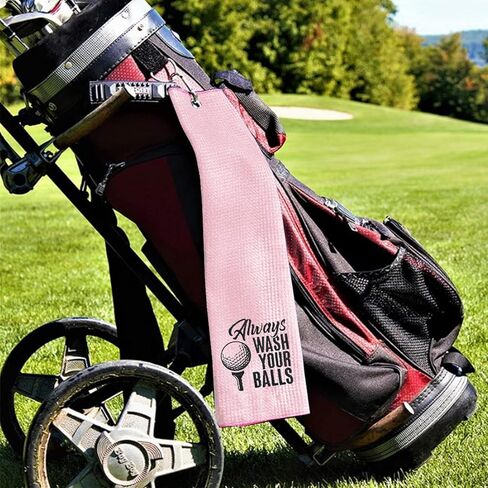 DYJYBMY Always Wash Golf Towel, Embroidered Towels for Golf with Clip, Wipe Golf Club, Golf Accessories for men (Black) in Kuwait