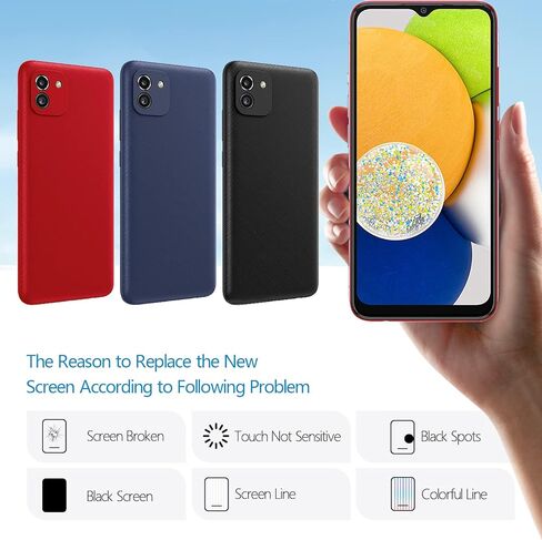 شاشة YWLRONG لهاتف Samsung Galaxy A03 مجموعة محول رقمي لشاشة LCD تعمل باللمس لـ A035F/A035F/DS/A035M مع مجموعة (أسود) in Kuwait