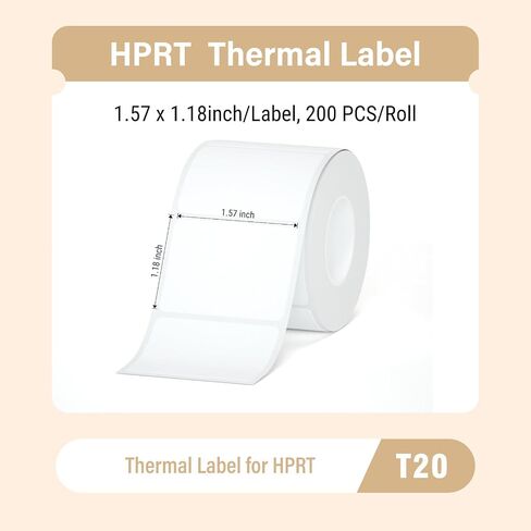 ملصقات HPRT الحرارية لطابعة الملصقات T20، 1.57 بوصة × 1.18 بوصة (40 × 30 مم) ورق ملصقات مقاوم للماء، شريط حراري لصانع الملصقات HPRT T20/T260، 200 ملصق/لفة in Saudi Arabia