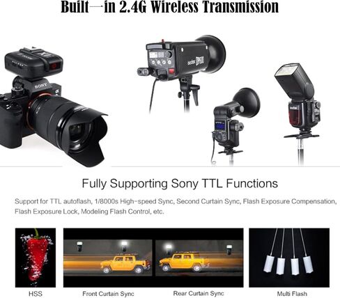 مشغل فلاش لاسلكي Godox X2T-S TTL مع جهاز استقبال 2×Godox X1R-S لفلاش كاميرا سوني Speedlight، 1/8000s HSS، وظيفة TCM، 5 أزرار مجموعة منفصلة، ​​قفل Hotshoe جديد، ضوء مساعد AF جديد in Saudi Arabia