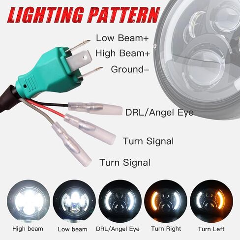 7" Inch LED Motorcycle Headlight with Housing Bucket Mouting Brackets Hi/Low Beam Headlamp for H-arley Yamaha Honda Cafe Racer Bobber Chopper Scrambler Streetbike w/34~42mm Fork Tube in Saudi Arabia